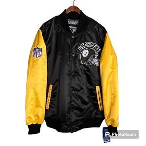 Pittsburg Steelers Varsity Satin Full Snap Jacket Size Large New With Tags